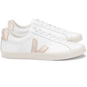 Veja White and Gold Sneakers